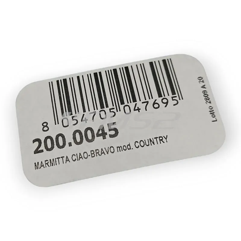 200.0045 Marmitta Polini modello country con verniciatura trasparente e silenziatore nero opaco per ciclomotore Piaggio Ciao e Bravo 50 cc