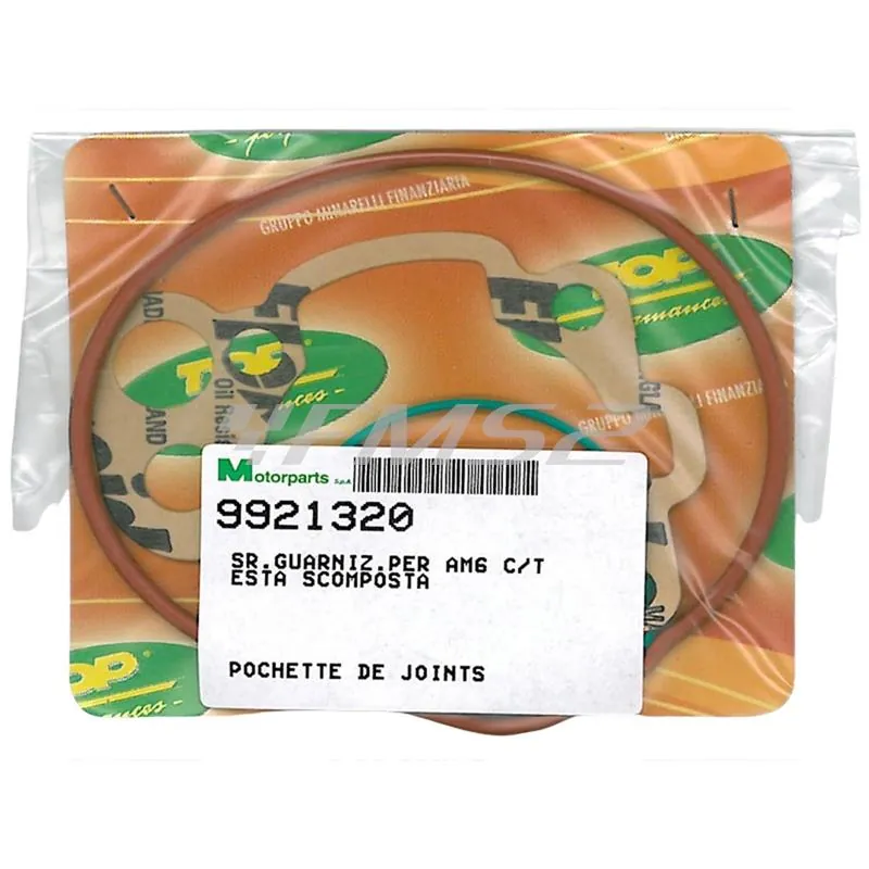 Serie guarnizioni smeriglio TOP per gruppo termico Top Racing viola testa scomposta diametro 49,5 in ghisa e pistone mono fascia per motori Minarelli serie AM345 e AM6, ricambio 9921320