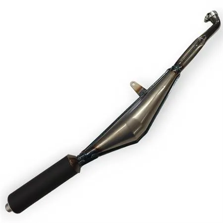 200.0045 Marmitta Polini modello country con verniciatura trasparente e silenziatore nero opaco per ciclomotore Piaggio Ciao e Bravo 50 cc