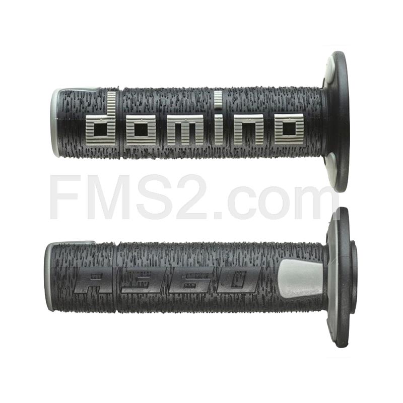 Manopole Domino Tommaselli in gomma di colore nero e grigio per applicazione off road, ricambio A36041C4052A7-0