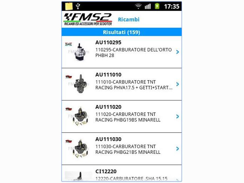 App Android FMS2 - ricambi moto e scooter