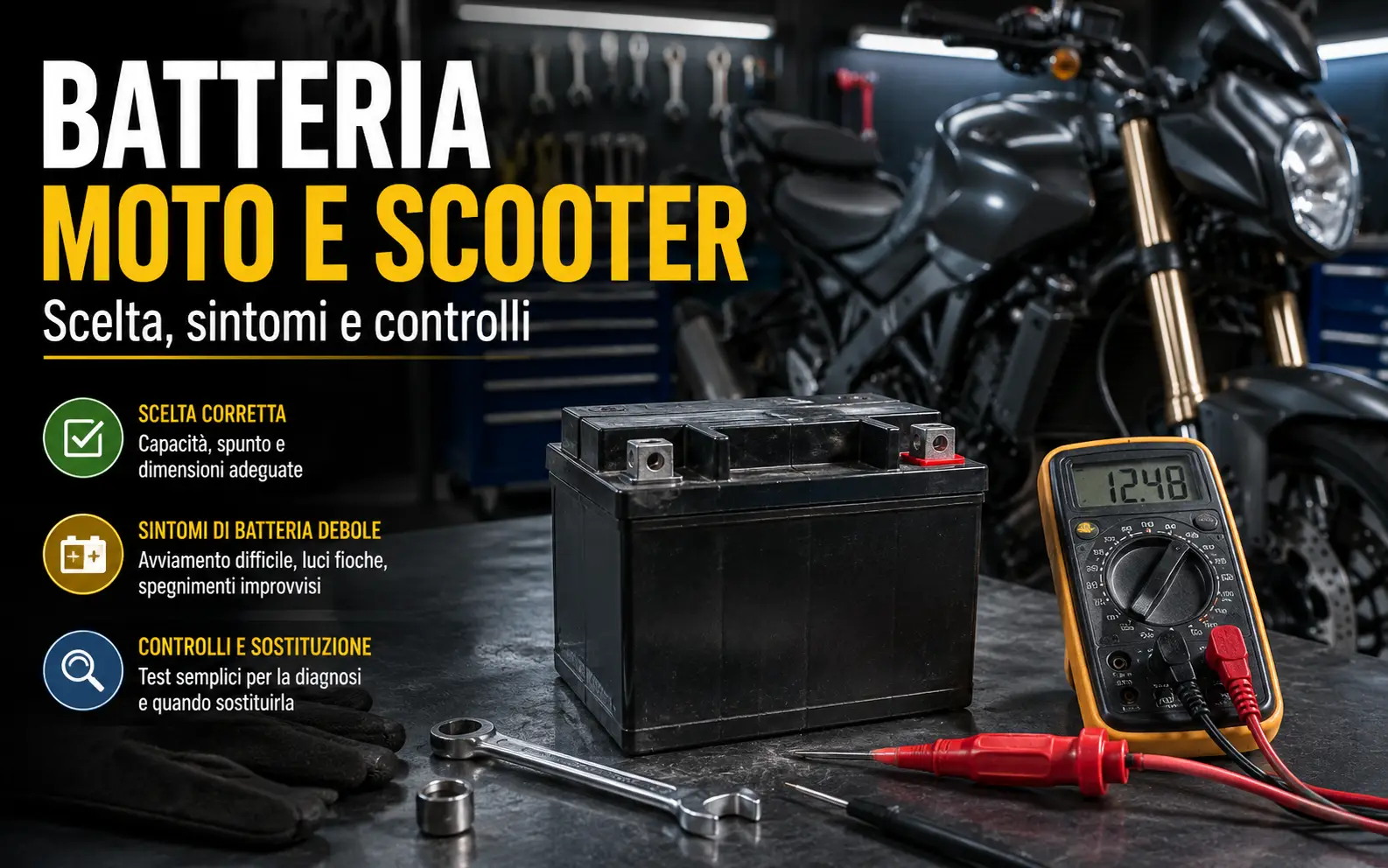 Batteria moto e scooter: quale scegliere, sintomi e manutenzione