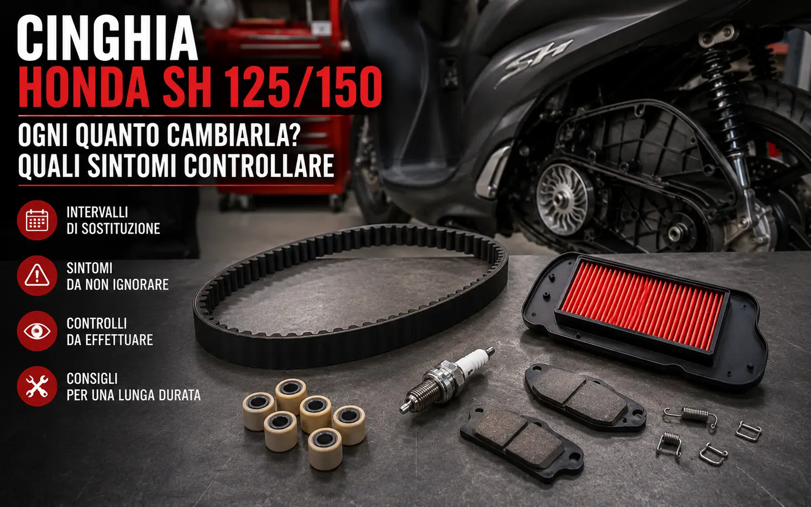 Cinghia Honda SH 125/150: ogni quanto cambiarla e quali sintomi controllare