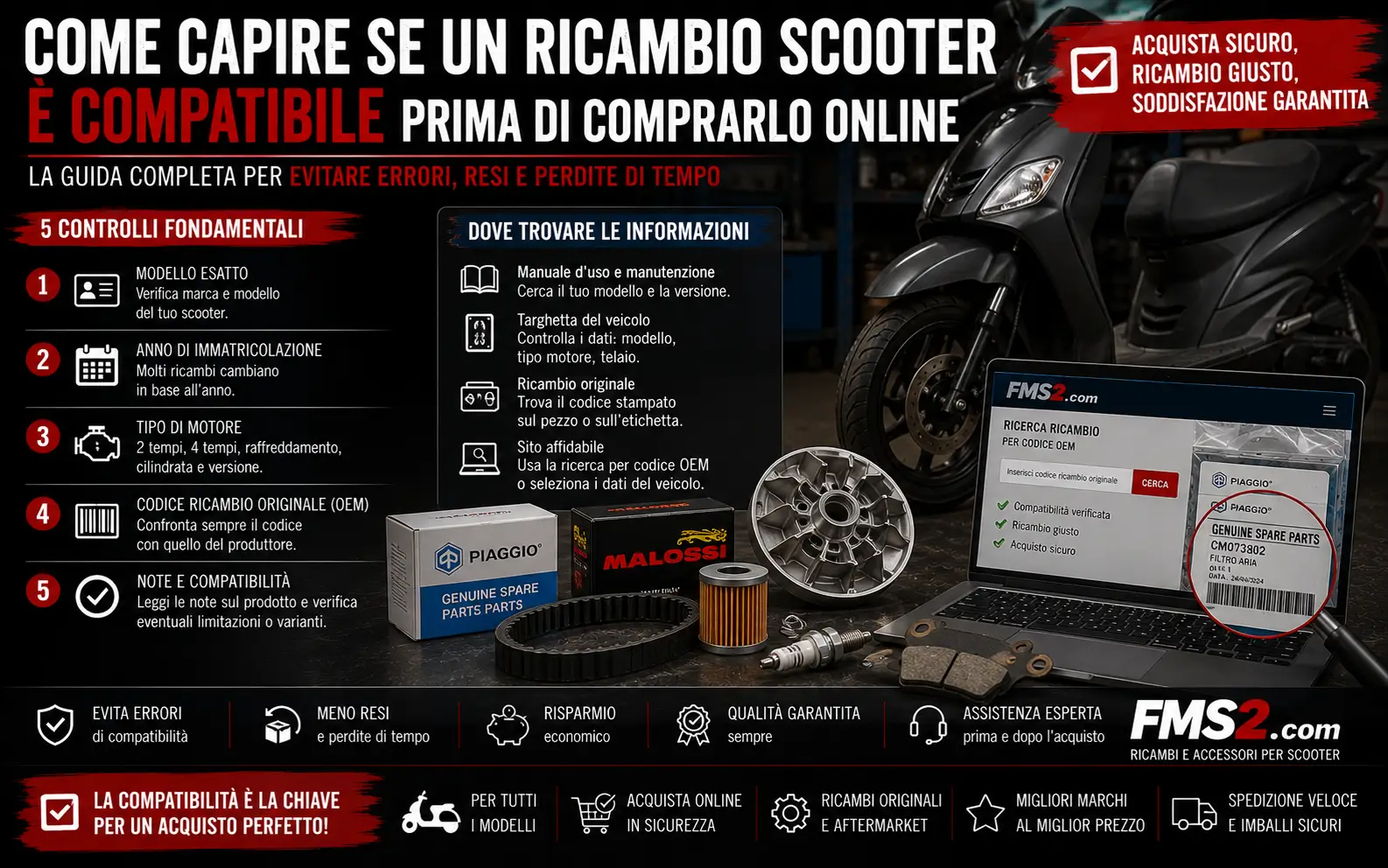 Come capire se un ricambio scooter è compatibile prima di comprarlo online