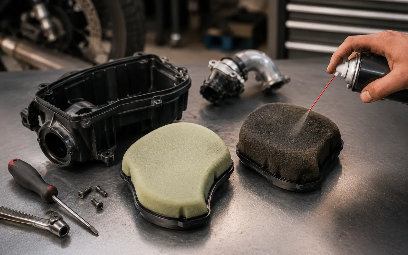 Filtro aria moto e scooter sporco: sintomi, pulizia e scelta