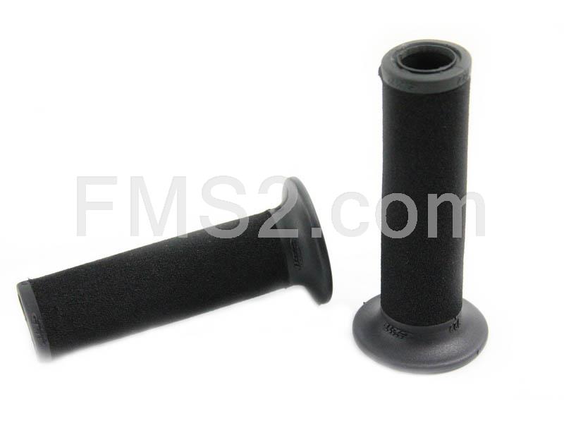 Coppia manopole Pro Grip (Big Star) in gomma e rivestimento in spugna nera e forate per alloggiare gli stabilizzatori del manubrio scooter e moto