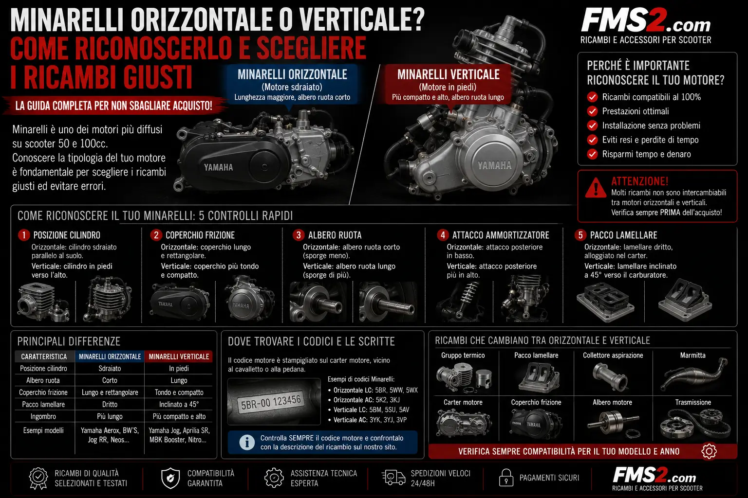 Minarelli orizzontale o verticale: come riconoscerlo e scegliere i ricambi giusti