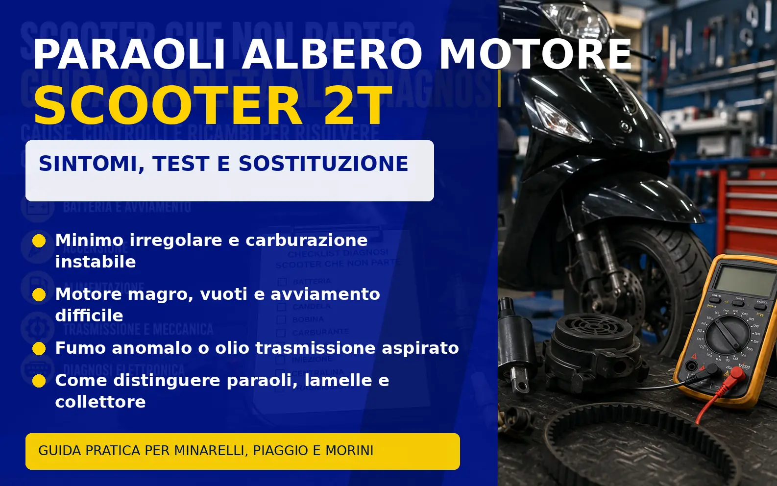 Paraoli albero motore scooter 2T: controllo di tenuta lato volano e trasmissione
