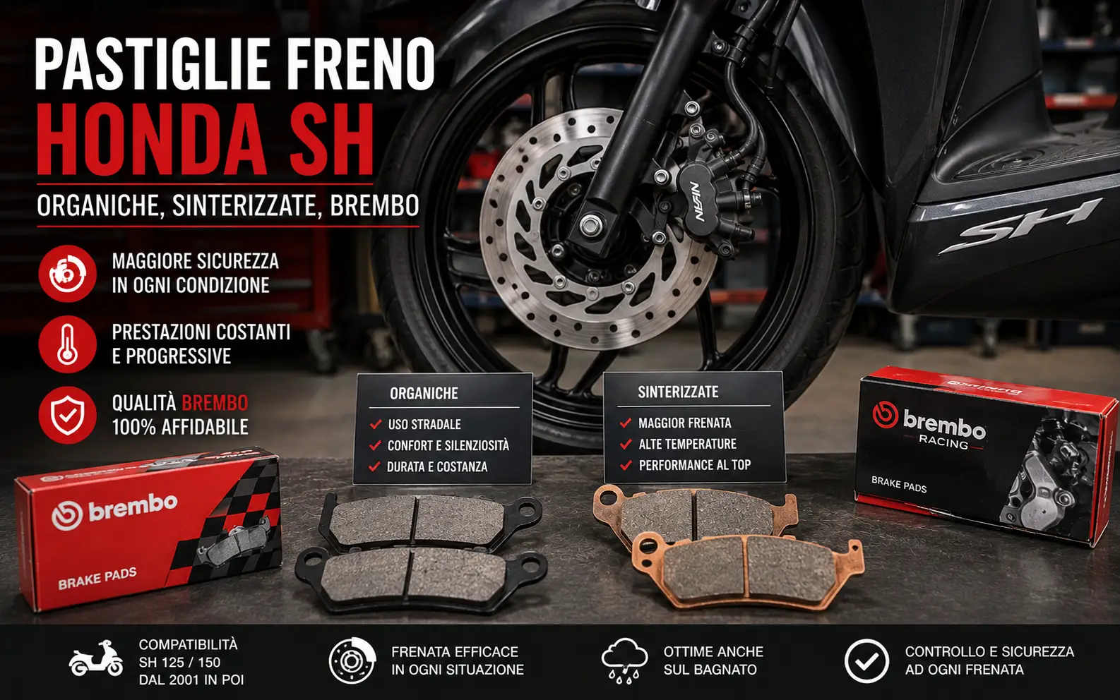 Pastiglie freno Honda SH: organiche, sinterizzate o Brembo?