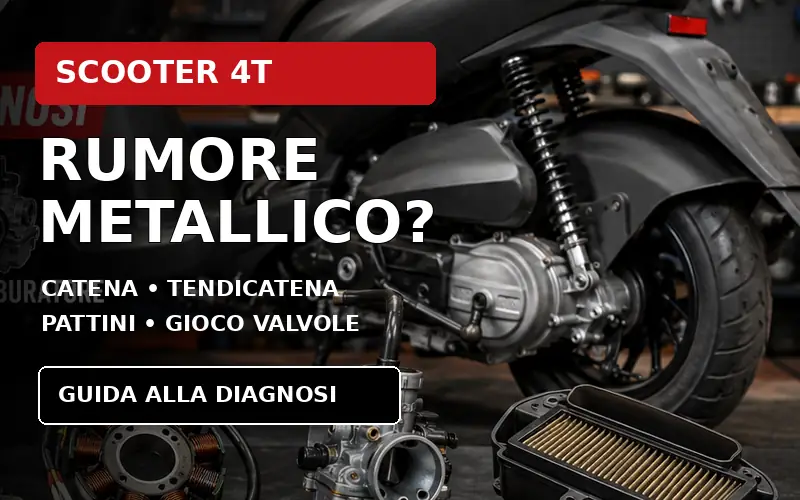 Scooter 4 tempi con rumore metallico: controllo di catena distribuzione, tendicatena, pattini e gioco valvole
