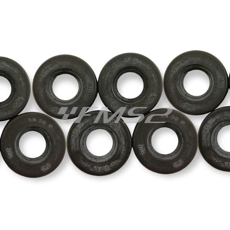 Paraolio rolf in gomma nera con misura 16x35x8 mm per applicazioni varie, ricambio PAR163508