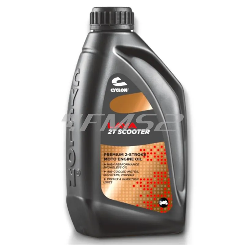 Olio Cyclon Lava 2T Sintetico 1 litro codice JL03009 – Lubrificante Moto/Scooter 2 Tempi, Compatibile Premiscelazione/Iniezione
