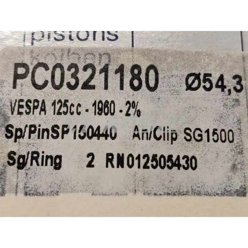 PC0321180 Pistone meteor bifascia diametro 54,3 mm per Piaggio Vespa VNB miscela al 2% 