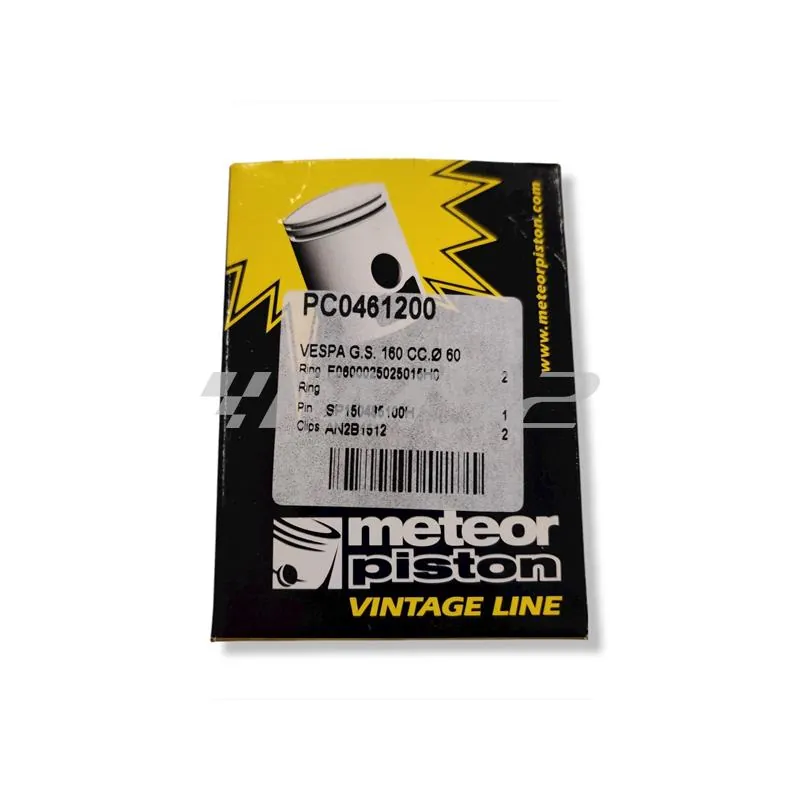 PC0461200 Pistone meteor diametro 60,0 mm bifascia per Piaggio Vespa GS 160 cc completo di fasce elastiche, spinotto e seeger ferma spinotto