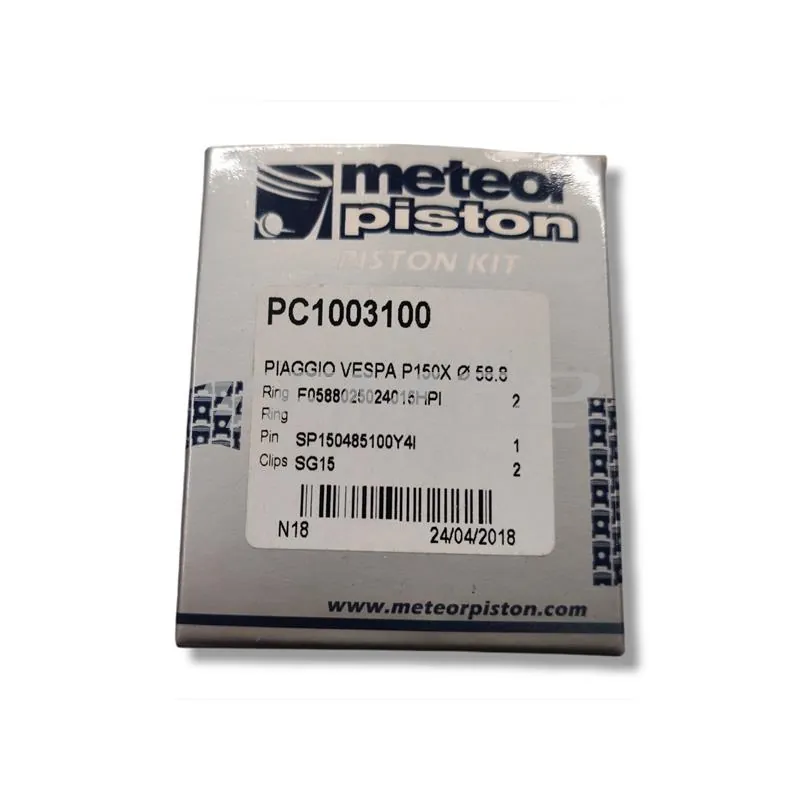 PC1003100 Pistone meteor diametro 58,8 mm bifascia per Piaggio Vespa PX 150 cc completo di fasce elastiche, spinotto e seeger ferma spinotto