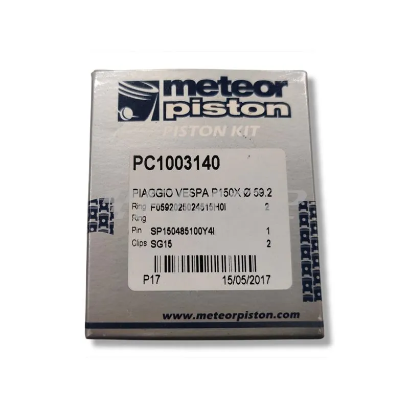 PC1003140 Pistone meteor diametro 59,2 mm bifascia per Piaggio Vespa PX 150 cc completo di fasce elastiche, spinotto e seeger ferma spinotto