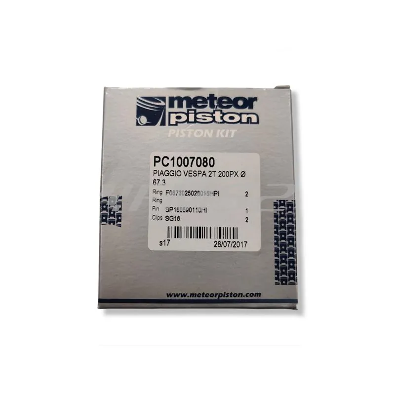 PC1007080 Pistone meteor diametro 67,3 mm bifascia per Piaggio Vespa P200E completo di fasce elastiche, spinotto e seeger ferma spinotto