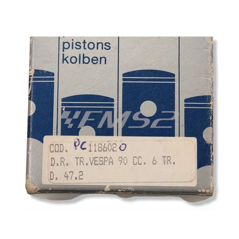 Pistone meteor completo di fasce elastiche, spinotto e seeger da abbinare al gruppo termico DR vespa 6 travasi con diametro 47,2 mm per Piaggio Vespa 50, Ape 50, PK50, ricambio PC1186020