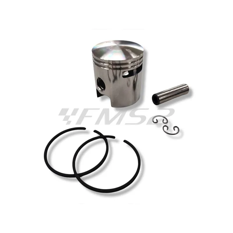 Pistone meteor completo di fasce elastiche, spinotto e seeger da abbinare al gruppo termico DR vespa 6 travasi con diametro 47,6 mm per Piaggio Vespa 50, Ape 50, PK50, ricambio PC1186060