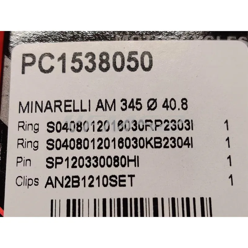 Pistone meteor bifascia per motori Minarelli AM6 con diametro 40,8 mm completo di fasce elastiche, spinotto e seeger da 12 mm, ricambio PC1538050