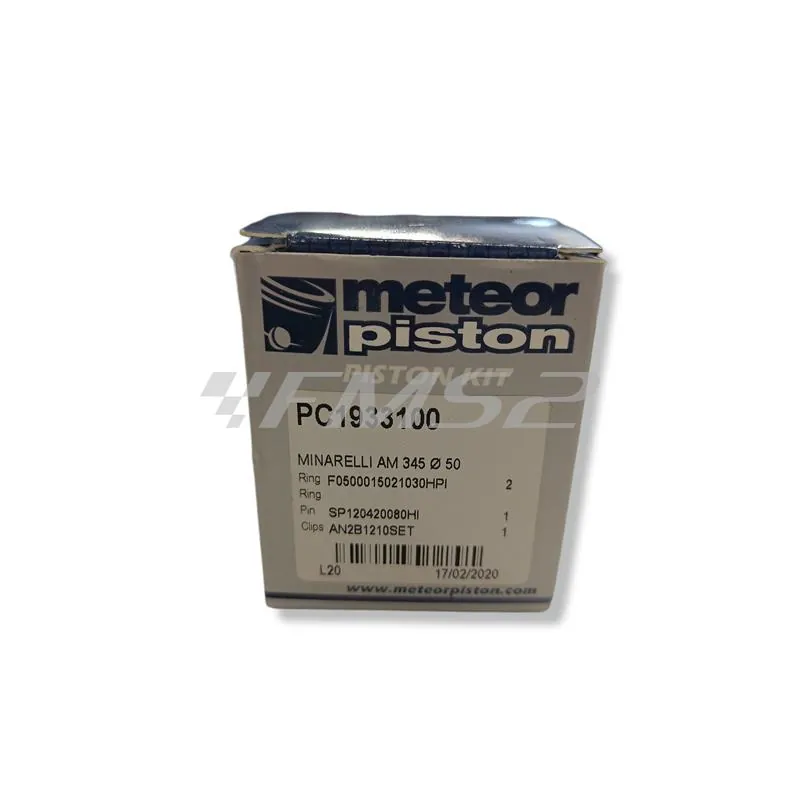Pistone Meteor diametro 50,0 mm bifascia spinotto 12 mm per motori Minarelli AM6 con cilindro ghisa Top performance base, ricambio PC1933100