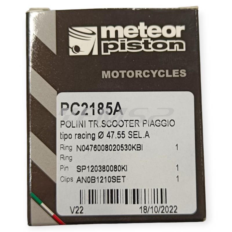 Pistone Meteor diametro 47,6 mm spinotto 12 mm e selezione A per gruppi termici Polini Evolution scooter, ricambio PC2185A