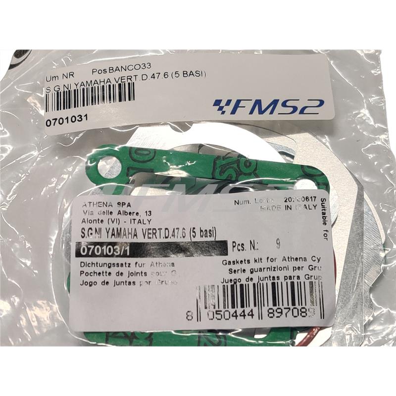 Serie guarnizioni smeriglio Athena per gruppo termico Racing e Sporting in alluminio con diametro 47,6 mm per scooter con motore Minarelli verticale Booster, ricambio 070103/1