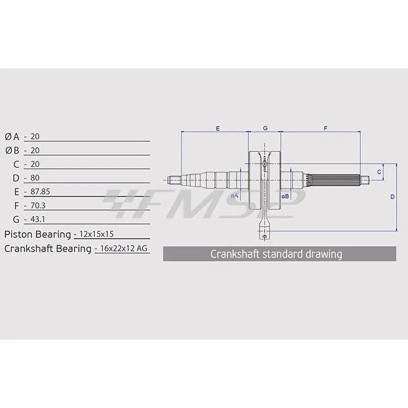 Albero motore Racing Peugeot Buxy Athena, ricambio 074314