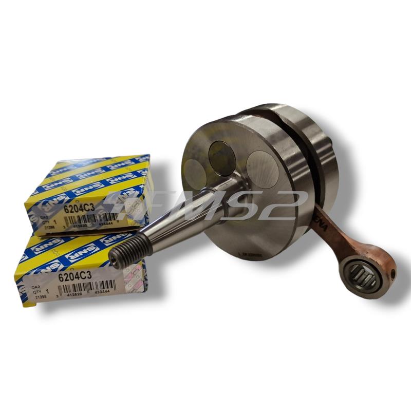 Albero motore Athena Racing a spalle piene per motori Minarelli serie AM6 completo di 2 cuscinetti NTN 6204 C3 corsa standard come l'originale, ricambio 075414