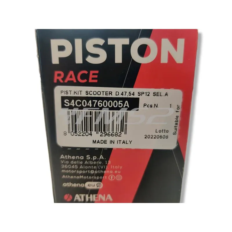 Motore gruppo termico Athena h.p. sporting in alluminio testa monopezzo e diametro 47,6 mm, 5 travasi motori Minarelli AM 345 e AM6, ricambio 075700