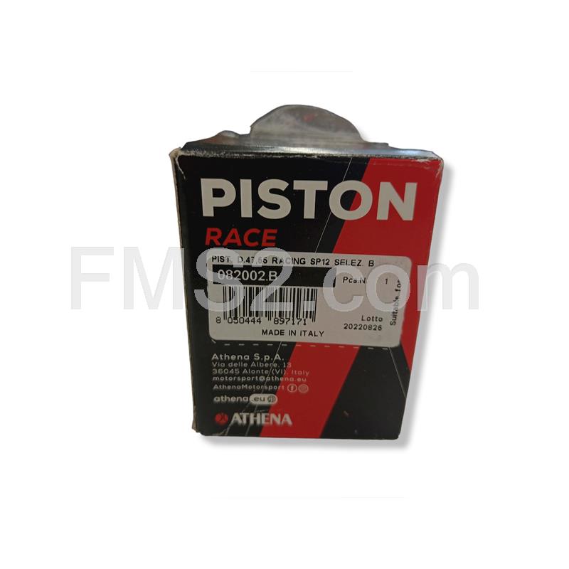 Pistone Athena Racing diametro 47,6 mm selezione B spinotto 12 mm monofascia e cielo piatto, ricambio 082002.B