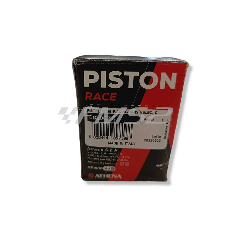 Pistone Athena Racing diametro 47,6 mm selezione C spinotto 12 mm monofascia e cielo piatto, ricambio 082002.C