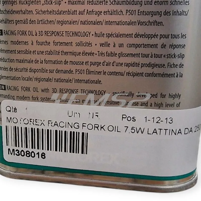 M308016 Olio forcelle racing Motorex con densità 7,5W - lattina da 250 ml