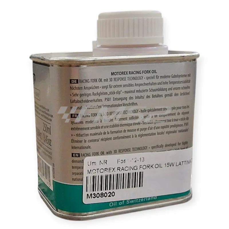 M308020 Olio forcelle racing Motorex con densità 15W - lattina da 250 ml