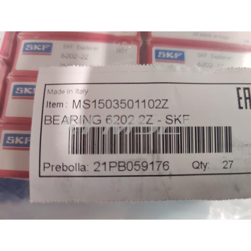 Cuscinetto Bearing SKF con sigla 6202 2z con doppia schermatura in metallo per applicazioni varie (Athena), ricambio MS1503501102Z