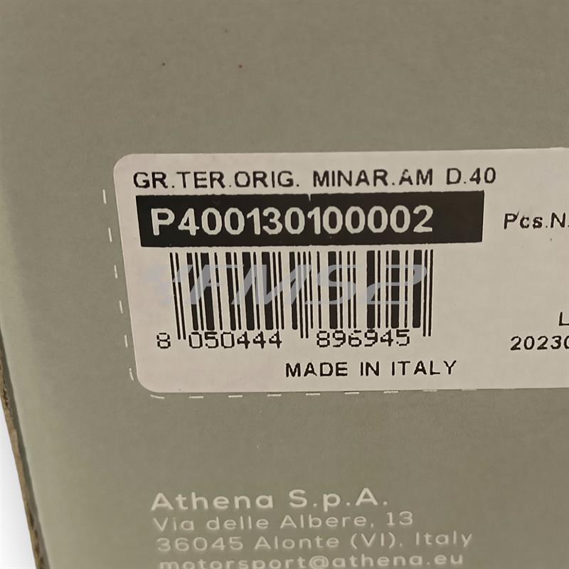 Gruppo termico motore Athena in alluminio completo di testa con diametro 40,3 mm e cilindrata 50 cc per ciclomotori con motore Minarelli serie AM6, ricambio P400130100002