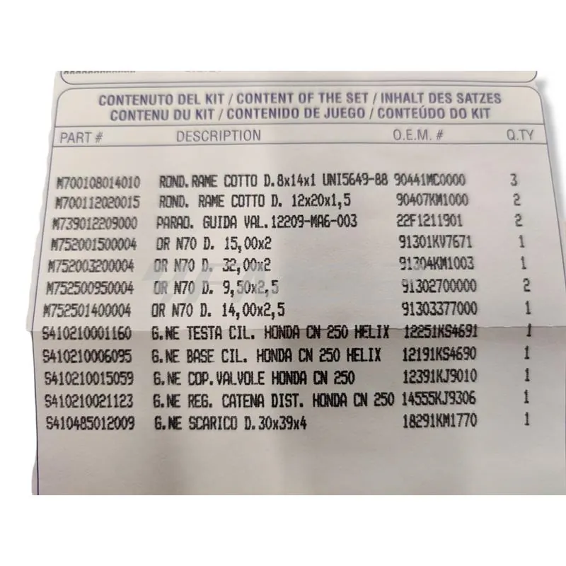 Guarnizioni smeriglio Honda cn250 helix 92-95-hexa250 Athena, ricambio P400210600223