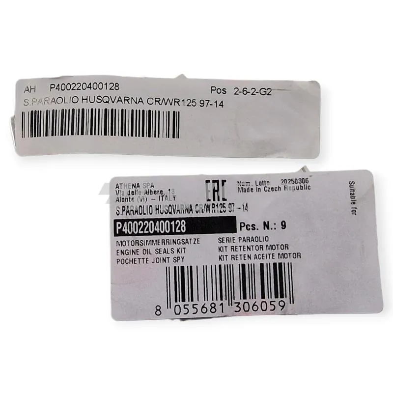 Serie paraolio motore completa Athena per moto Husqvarna  CR e WR 125 cc 2 tempi prodotti dal 1997 fino al 2014, ricambio P400220400128