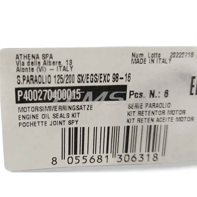 Serie paraoli motore Athena per Ktm EXC/SX 125 1998–2016, SX 150 2009-2015, EXC 200 2002-2016, Husqvarna TC/TE 125 2014-2016 e Husaberg TE 125 2011-2014, ricambio P400270400015