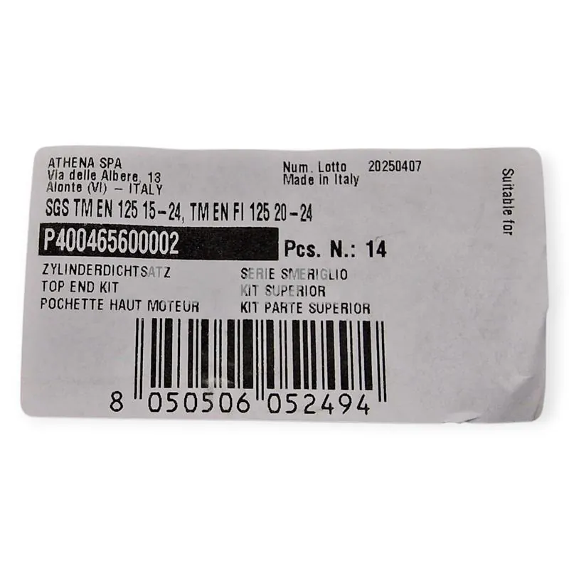 P400465600002 Serie guarnizioni smeriglio per TM Racing SMR / EN 125 Fi 2020-2025, EN 125 2006-2021, MX 125 2006-2025, EN / MX 144 2008-2025 e MX 85 2007-2019