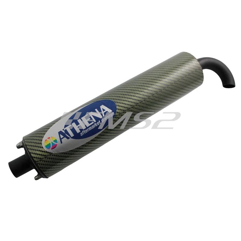 Silenziatore marmitta Athena in Kevlar e Carbonio con attacco a beccuccio tondo con diametro di innesto sul tubo marmitta di 20 mm, ricambio S410000303002