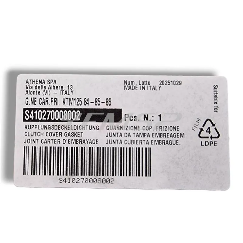 Guarnizione carter frizione per KTM GS e MX 125 prodotti dal 1984 fino al 1986 con type motore 501, ricambio S410270008002