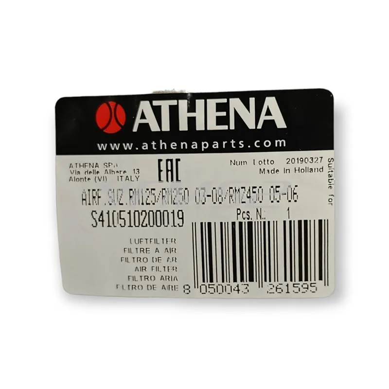 Filtro aria Athena in spugna doppia densità specifico per Suzuki RM 125/250 e RM-Z 250/450, ricambio S410510200019