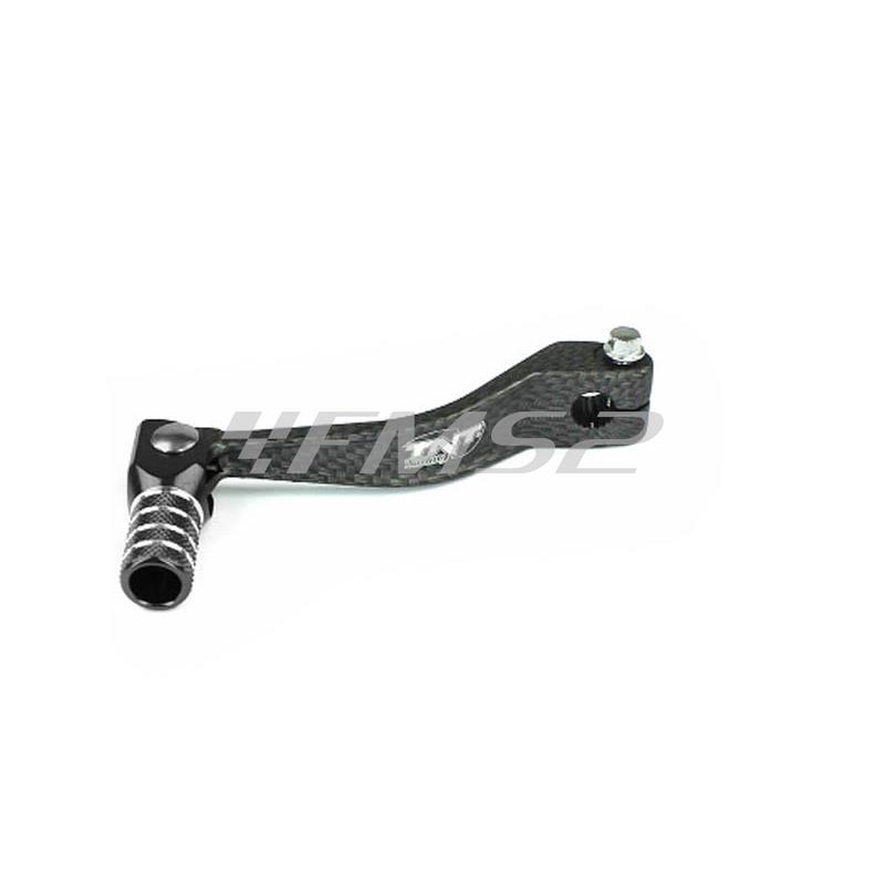 Pedivella pedalina leva cambio TNT in alluminio colore carbonio e puntale nero per ciclomotori con motore Derbi 50 cc, ricambio 090326D