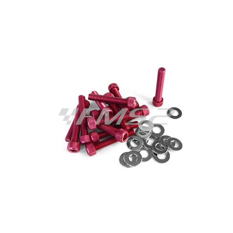 Kit viti alluminio di colore rosso per fissaggio carter messa in moto scooter Piaggio e Gilera 50 cc (TNT), ricambio 171024