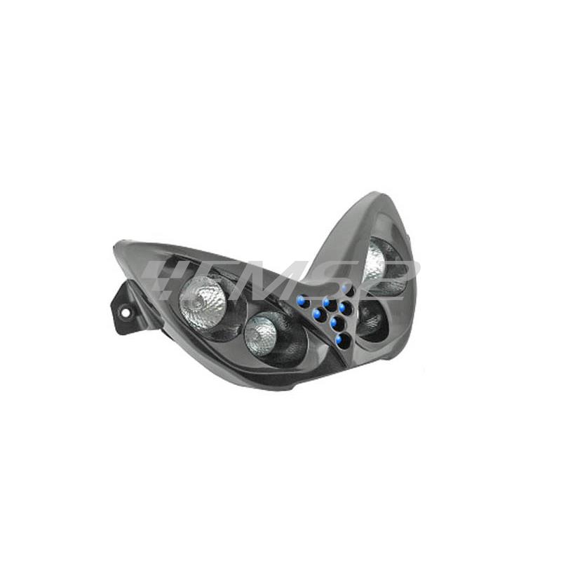 Maschera Fari Alogeni Replay Per MBK 50, Nitro, Yamaha Aerox 50 - Nero Con LED Bianchi - Foto 7