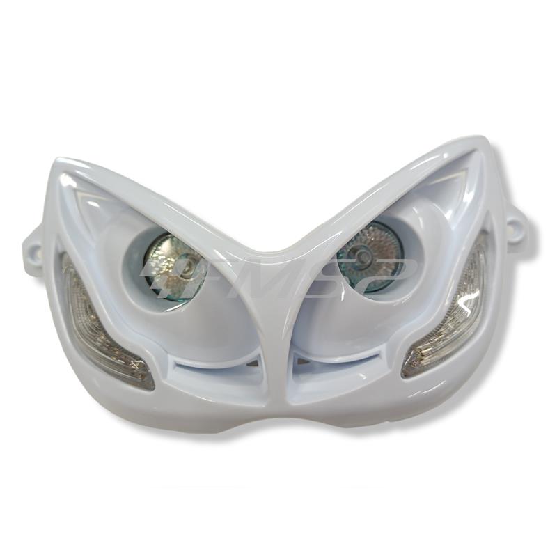 Fanale anteriore con 2 fari alogeni e 2 strisce led per Nitro Aerox, colore bianco, ricambio 201303