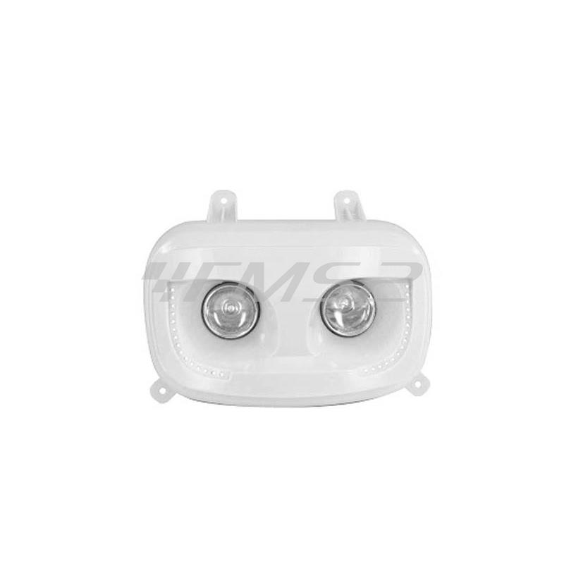 Maschera fanale anteriore con 2 lampade faretto alogena e 2 file a leds di colore azzurro per BW'S  50 dal 2004 in poi TNT, ricambio 201306