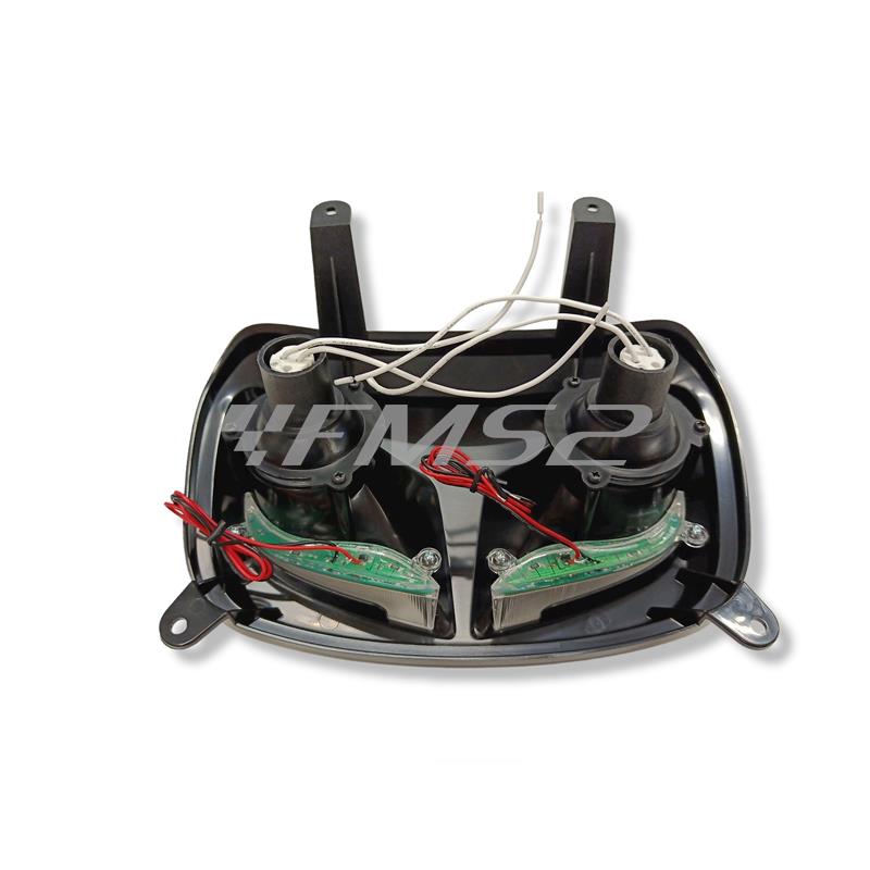 Maschera fanale TNT a 2 fari alogeni + fila leds di colore nero pastello per scooter MBK Booster dal 2004 in poi e Yamaha BW'S  dal 2004 in poi, ricambio 201307A