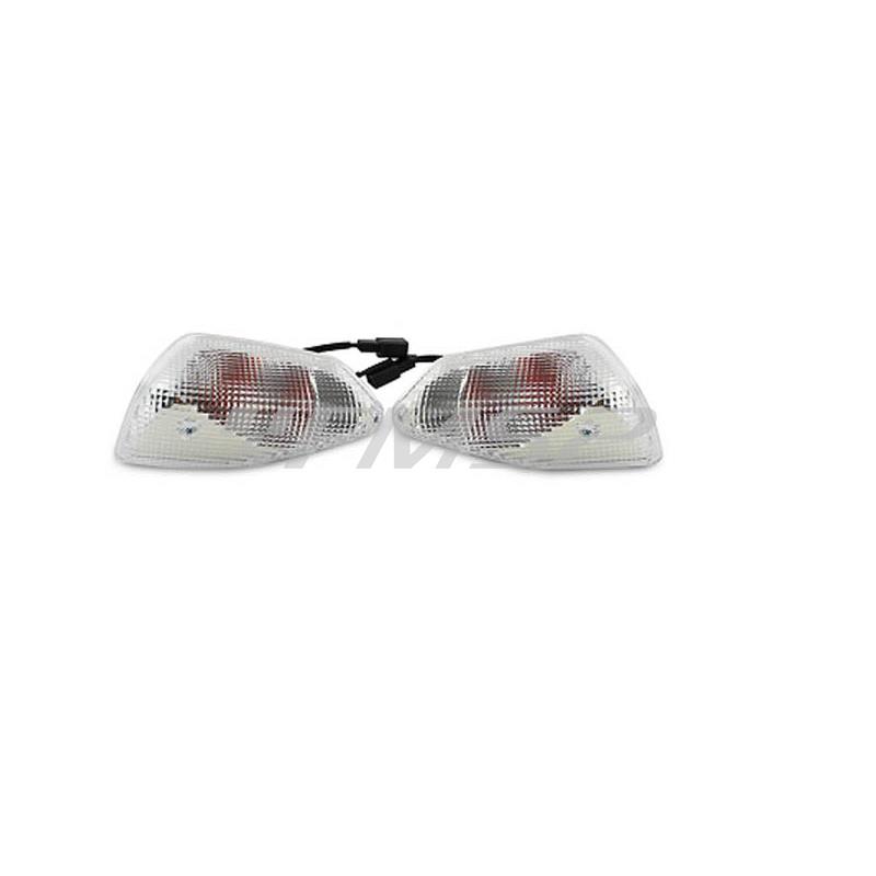 Coppia frecce anteriori TNT destra e sinistra tipo originale con vetro trasparente per scooter Yamaha Nitro 50 prodotti dal 2013 in poi con manubrio originale, ricambio 206301A